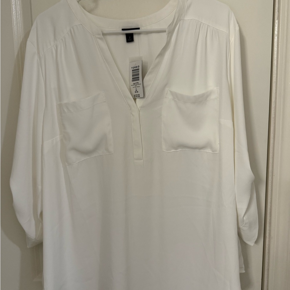 Torrid White Blouse with Pockets